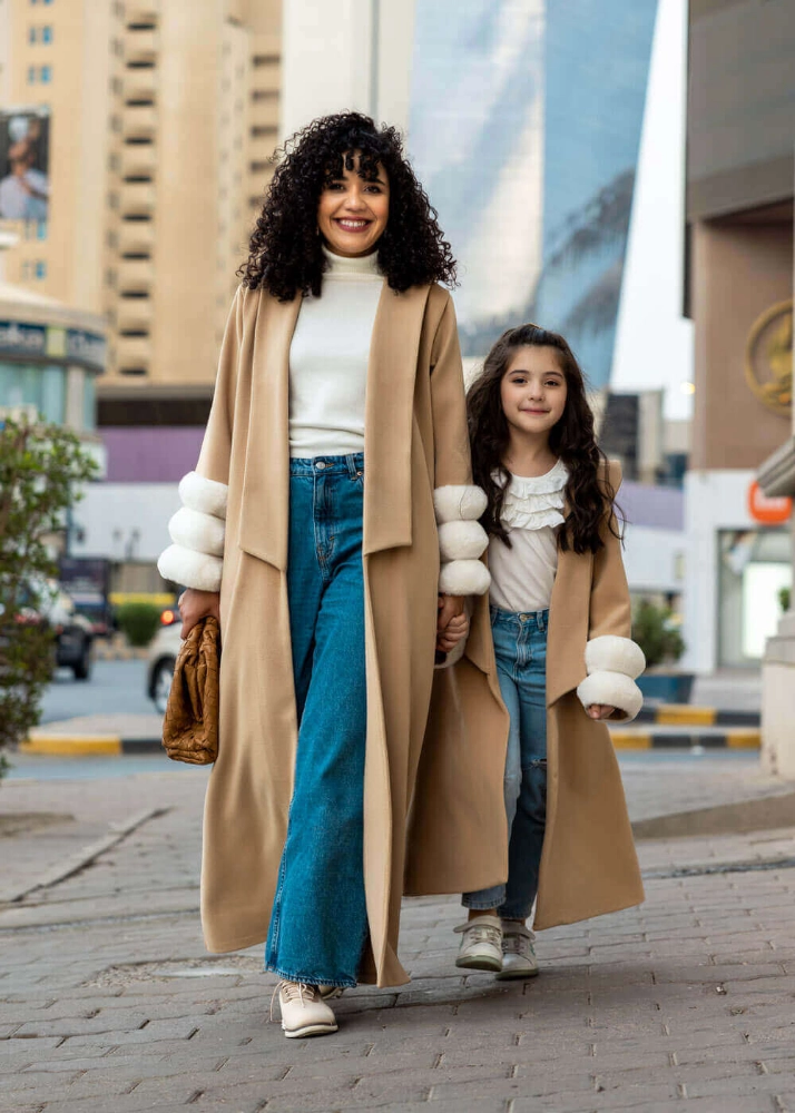 Picture of Brown Winter Furwa Puff Sleeves FW2022 (Mother Daughter Collection)
