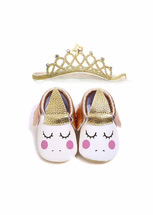 Picture of Bronze Unicorn Shoes With Golden Headband For Girls