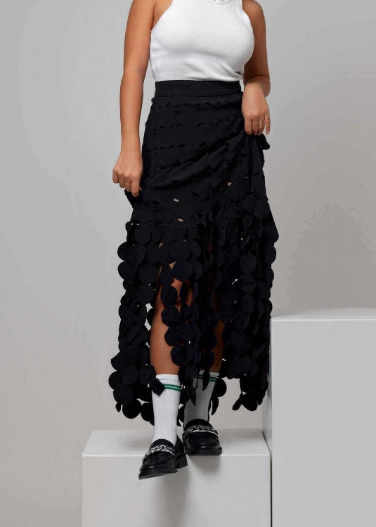 Picture of Black Patterned Skirt Bottom For Women