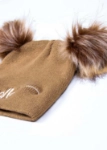 Picture of Brown Beenie Cap With Fur For Kids (With Name Embroidery) - Suitable For Below 2 Years