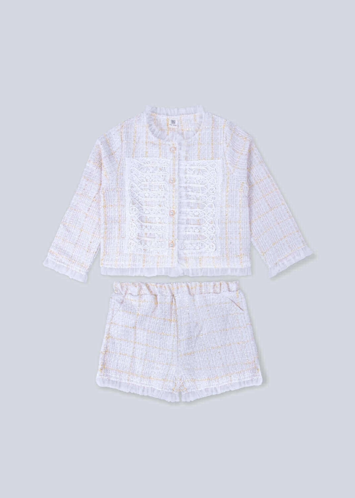 Picture of White Raw Knitted Set For Girls W2022