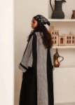 Picture of Black And Grey Parallel Bisht For Women