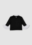 Picture of Black Top With White Cuffs And Collar For Girls 23SS0TB467172 -3D Edition (With Name Embroidery)