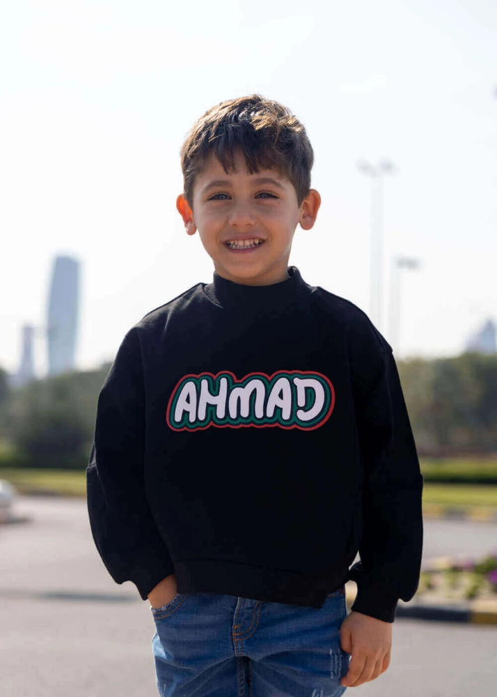 Picture of Black Pullover For Kids - Three Colors Design (With Name Printing)