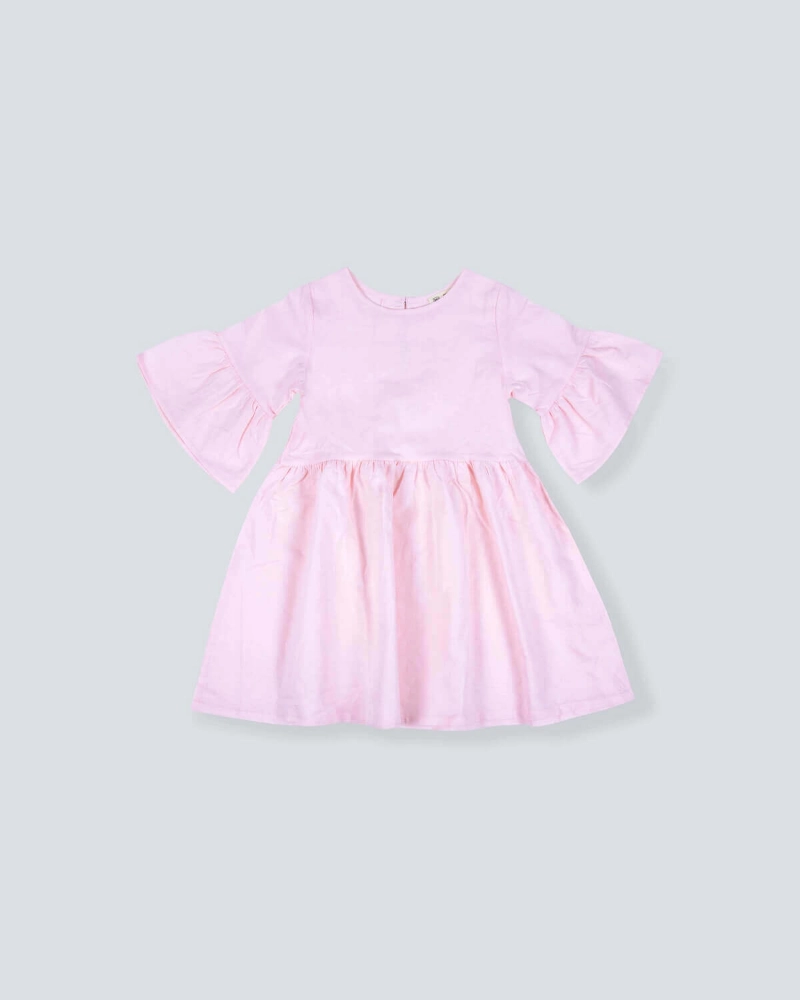 Picture of Pink 7143 Wavy Sleeves Dress For Girls