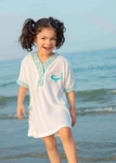 Picture of White And Blue Towel Dress For Girls (With Embroidery Option)