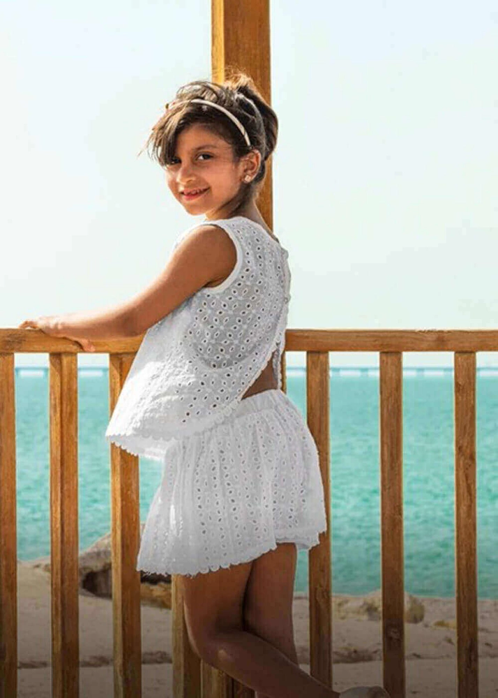 Picture of White 7228 Set With Blouse And Short For Kids