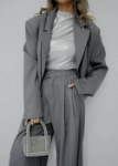 Picture of 7379 Grey Blazer And Pant Set For Women