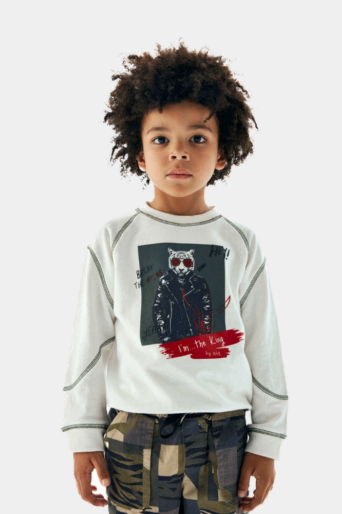 Picture of B&G Contrast Stitch Graphic Sweatshirt For Boys NB3414 