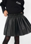 Picture of Black Faux Leather Pleated Skirt For Girls