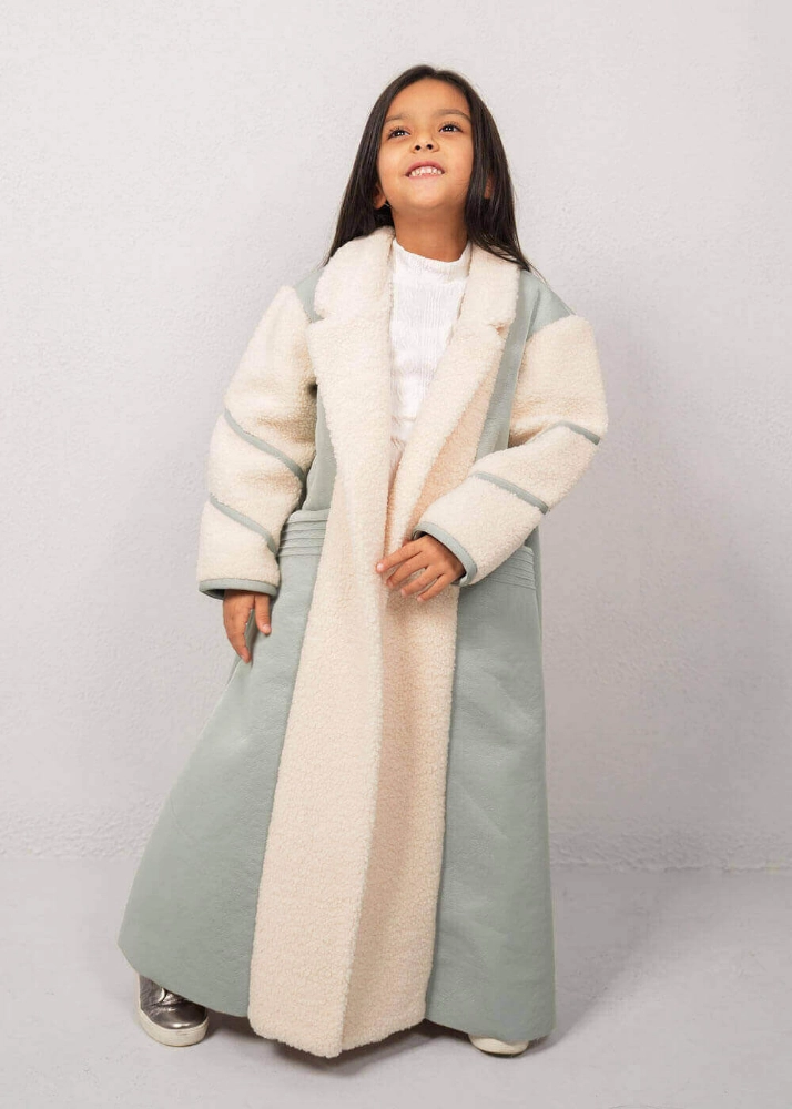 Picture of 7482 Light Blue Heavy Furwa With Side Pockets For Girls FW1-23
