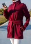 Picture of 7473 Not So Basic Maroon Long Jacket For Women