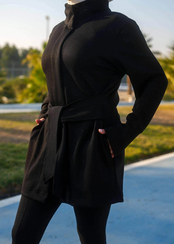 Picture of 7473 Not So Basic Black Long Jacket For Women