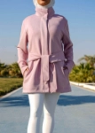 Picture of 7473 Not So Basic Pink Long Jacket For Women