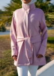 Picture of 7473 Not So Basic Pink Long Jacket For Women