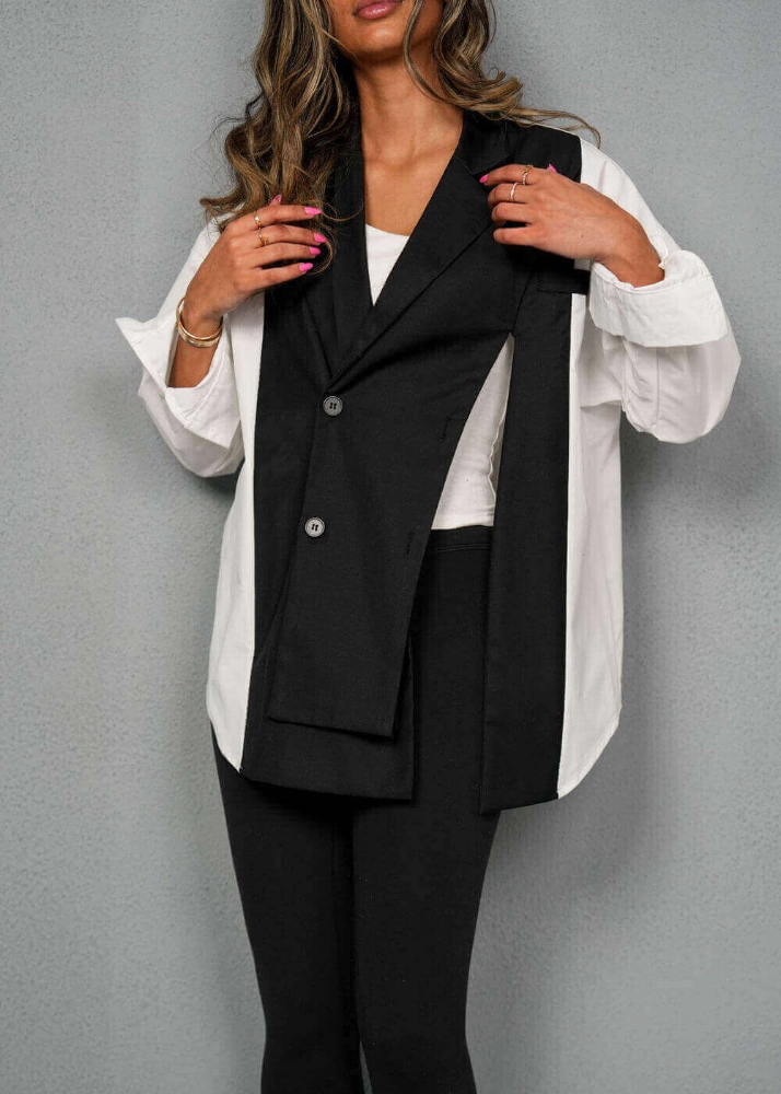 Picture of 7404 Black And White Blazer For Women