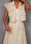Picture of 7476 Beige Top-Skirt Set For Women