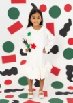 Picture of 7518 White Dress With Kuwait Color National Day For Girl KND-24