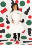 Picture of 7519 White Skirt With Kuwait Color National Day For Girl KND-24