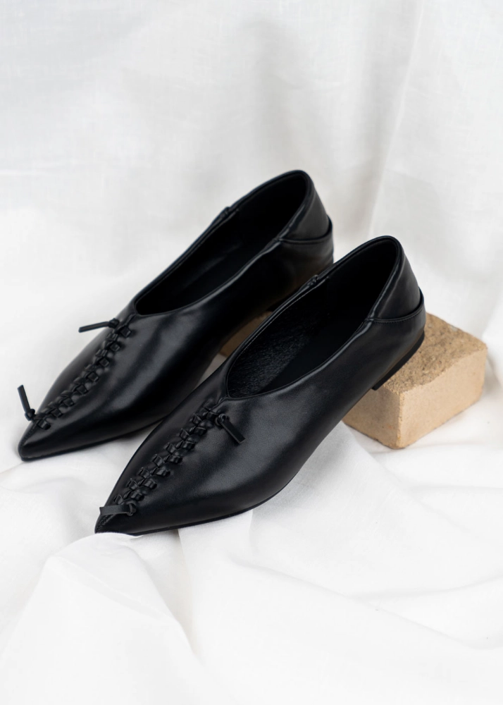 Picture of 7366 Black Formal Flats Shoes For Women SS0-24