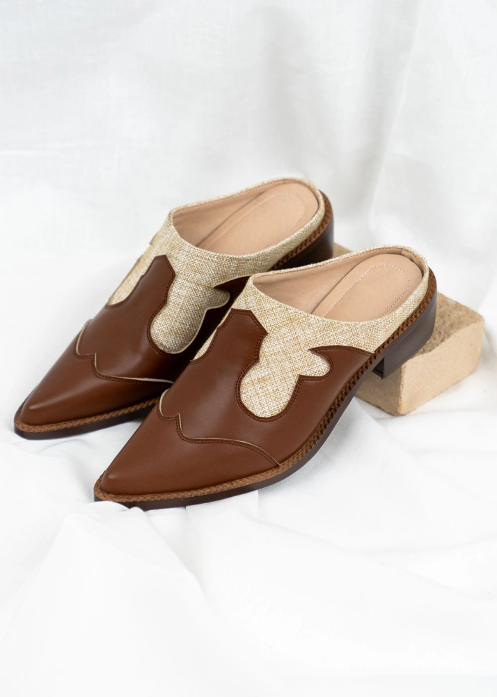 Picture of 7367 Brown Vintage Slipper Shoe For Women SS0-24
