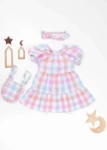 Picture of Light Pink Gergean Dress With Bag For Newborn 2023