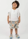 Picture of Tiya White Two-Pieces Set With Beige Shorts For Boys ST286