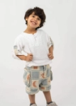 Picture of Tiya White Two-Pieces Set With Beige Shorts For Boys ST286