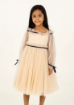 Picture of Beige 7106 With Black Line Dress For Girls