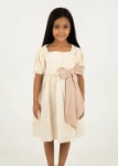 Picture of Tiya Beige Dress With Bow And Headband For Girls