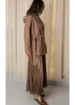 Picture of 7489 Brown Blazer With Brown Skirt Set For Women