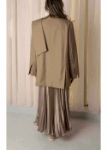 Picture of 7402 Satin Olive Blazer With Olive Skirt Set For Women